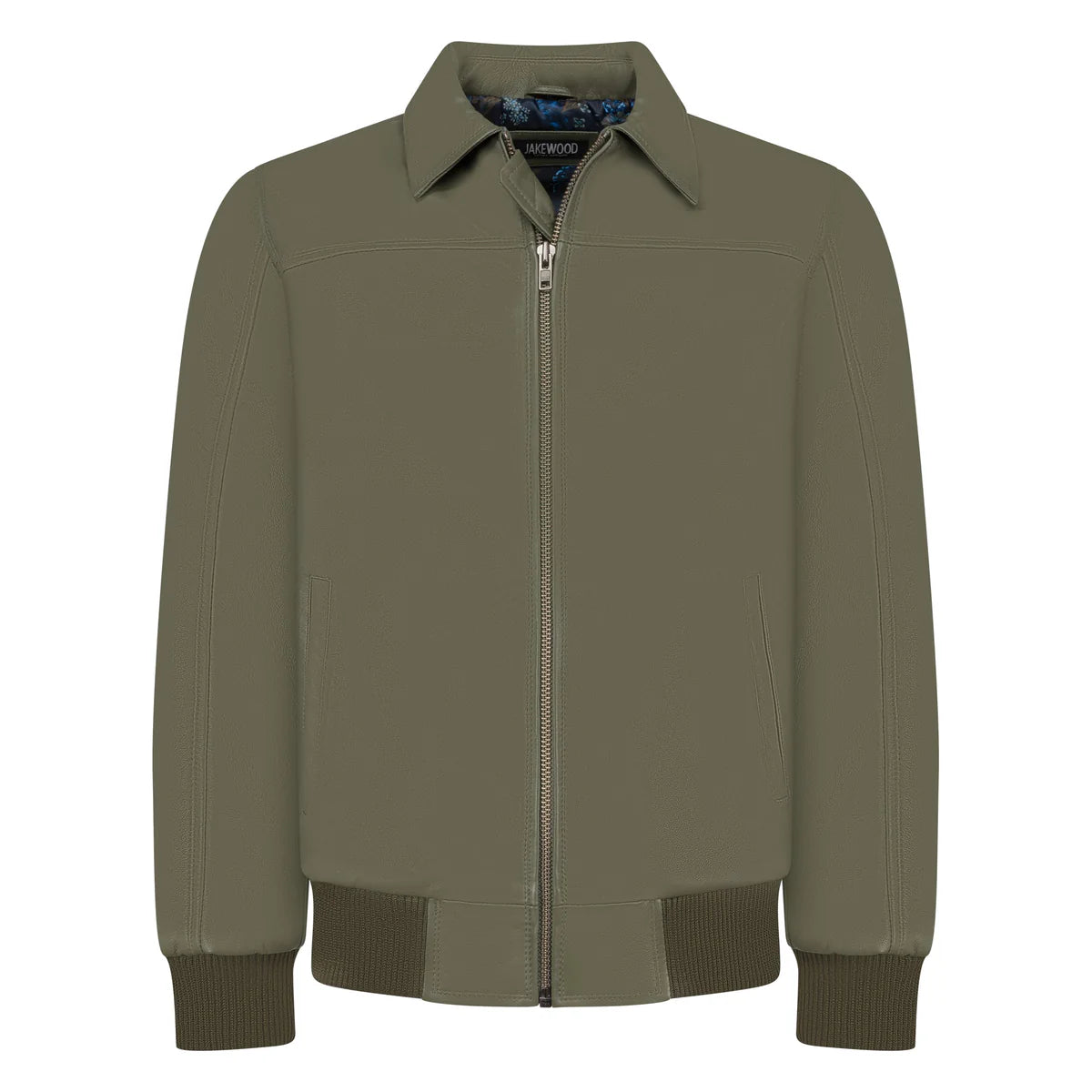 Men’s Olive Green Leather Bomber Jacket – Heritage Military Slim-Fit Flight Jacket