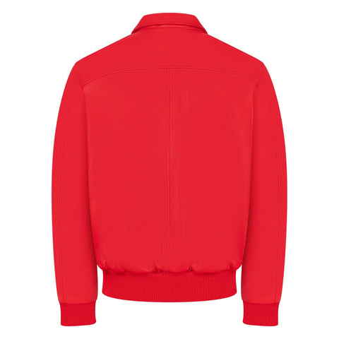 Men’s Electric Red Leather Bomber Jacket – Modern Slim-Fit Streetwear Flight Jacket