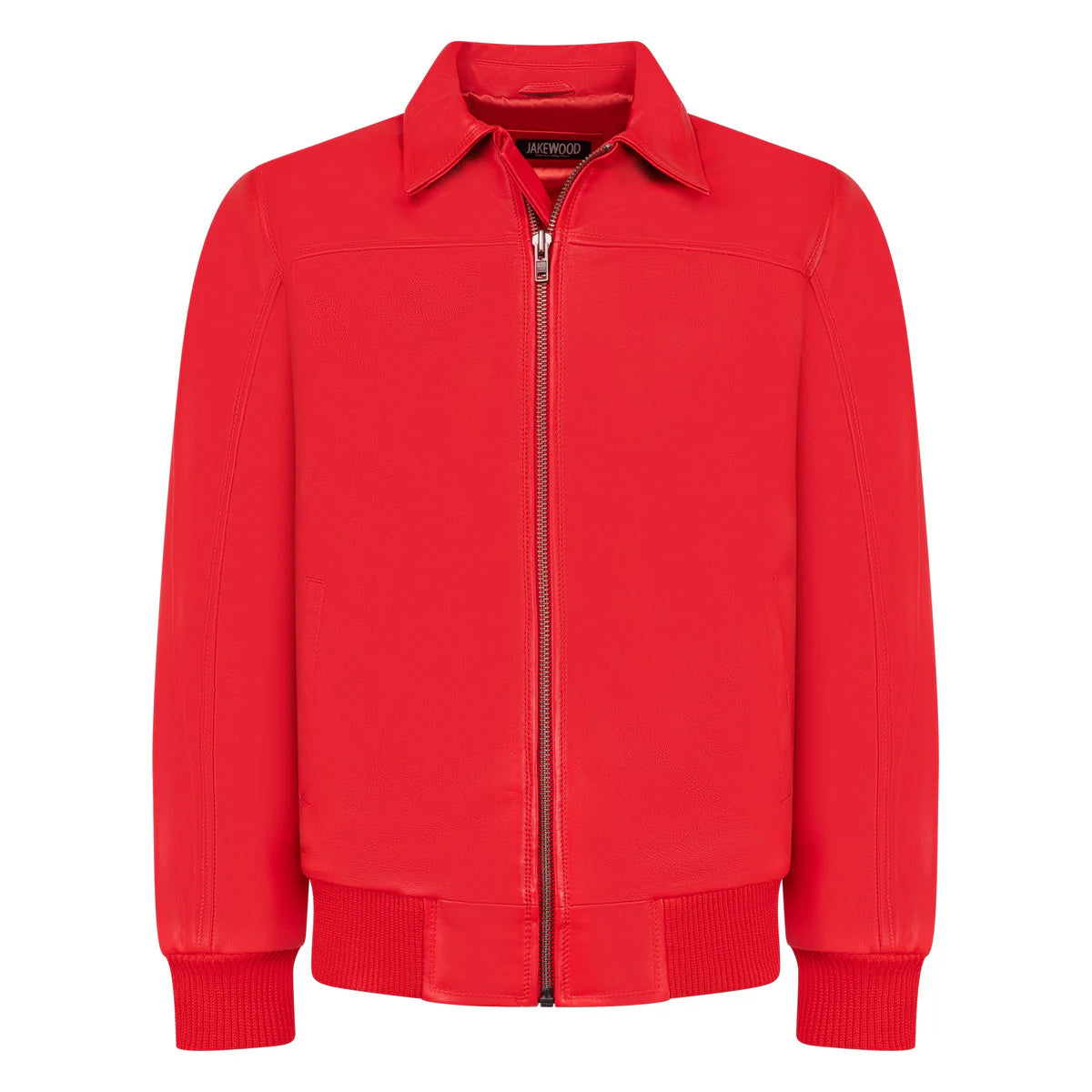 Men’s Electric Red Leather Bomber Jacket – Modern Slim-Fit Streetwear Flight Jacket