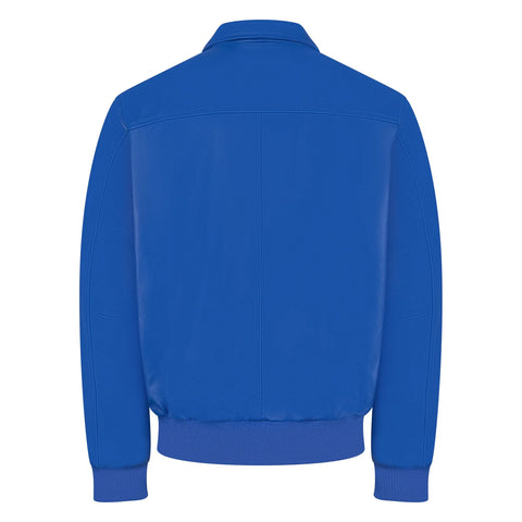 Men’s Royal Blue Leather Bomber Jacket – Electric Slim-Fit Streetwear Flight Jacket