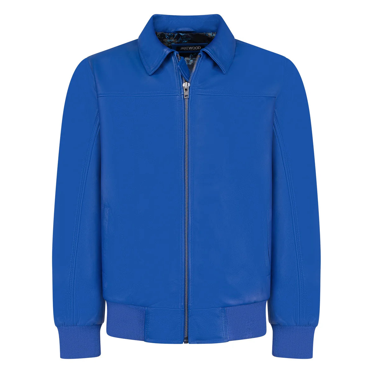 Men’s Royal Blue Leather Bomber Jacket – Electric Slim-Fit Streetwear Flight Jacket
