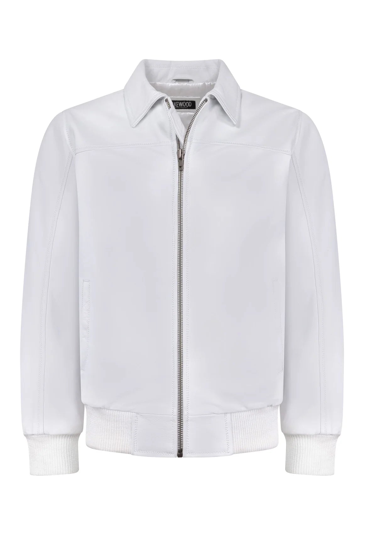 Men’s Arctic White Leather Bomber Jacket – Luxury Slim-Fit Urban Flight Jacket