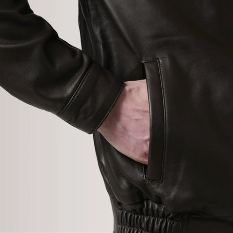 Alfred — Brown Genuine Leather Bomber Jacket, Quilted Insulation, Classic Pilot Style