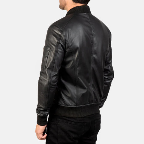 Bomia MA-1 Black Real Leather Bomber Jacket | Classic Men’s Premium Flight Jacket