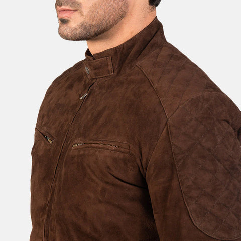 Sven — Mocha Suede Bomber Jacket, Premium Nubuck Suede, Quilted Lining, Ribbed Trims