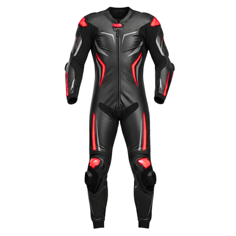MotoGP Red & Black Leather Motorcycle Race Suit | CE-Certified