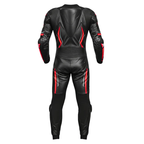 MotoGP Red & Black Leather Motorcycle Race Suit | CE-Certified