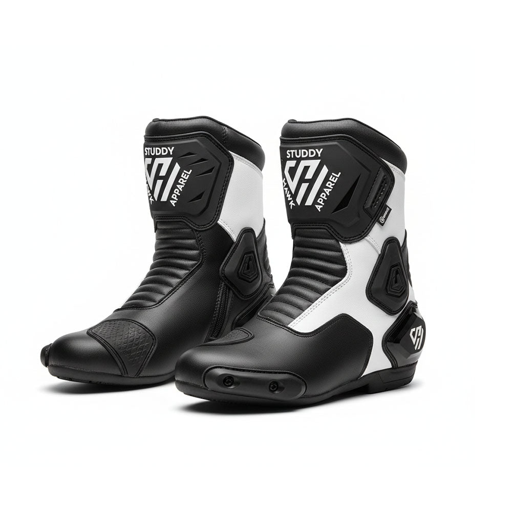 Men's Leather Motorbike Boots with Ankle & Shin Protection