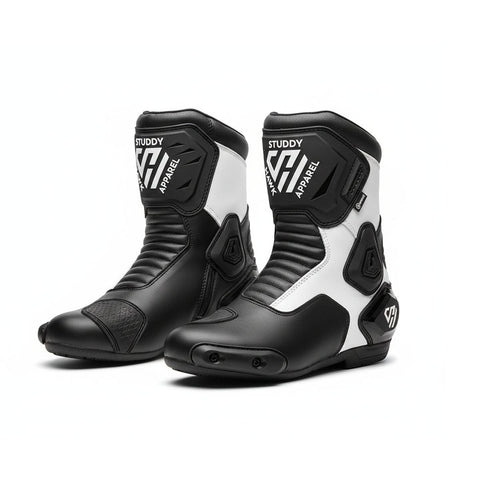 Men's Leather Motorbike Boots with Ankle & Shin Protection