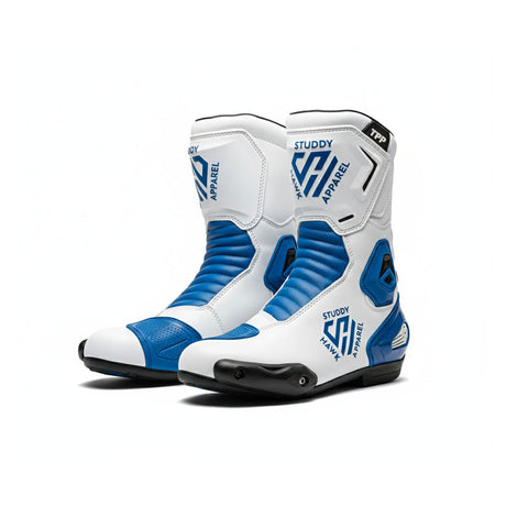 Urban Track Leather Racing Boots With Toe Sliders