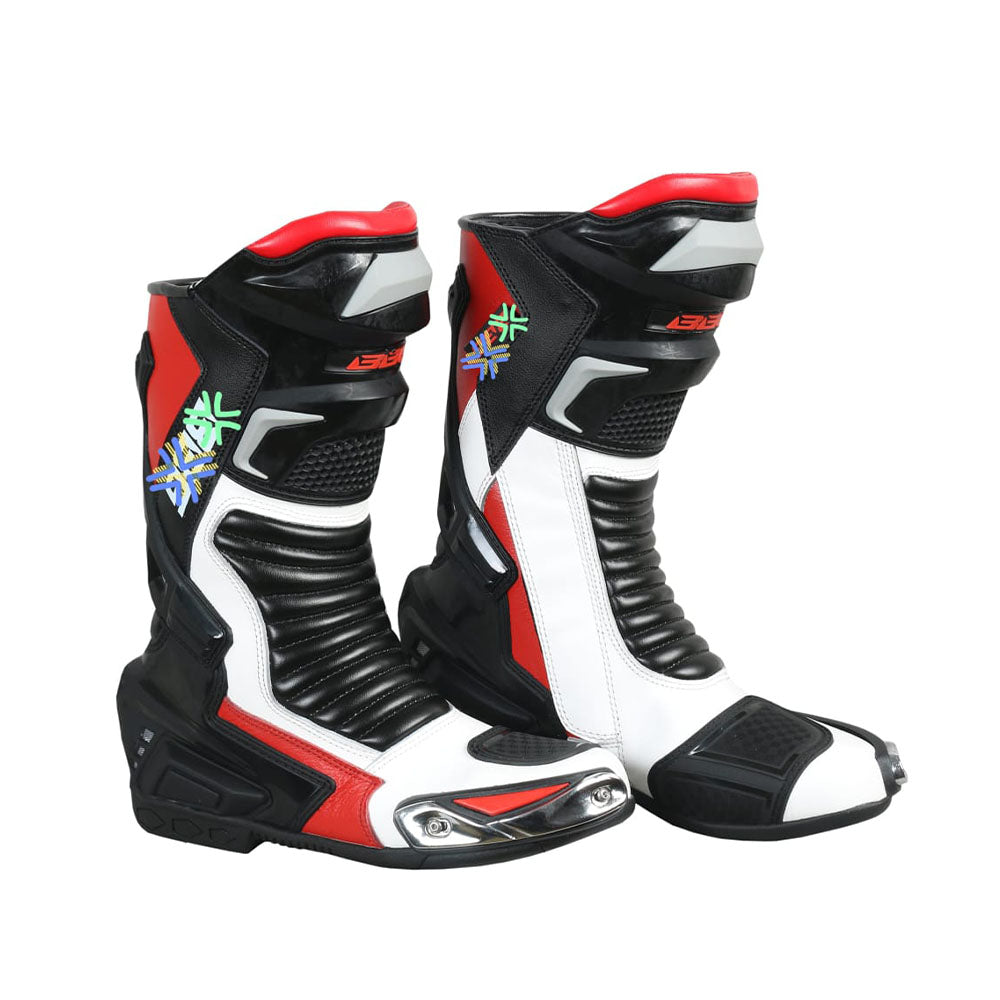 Full-Height Cowhide Racing Boots with Dual-Density Shin Armor