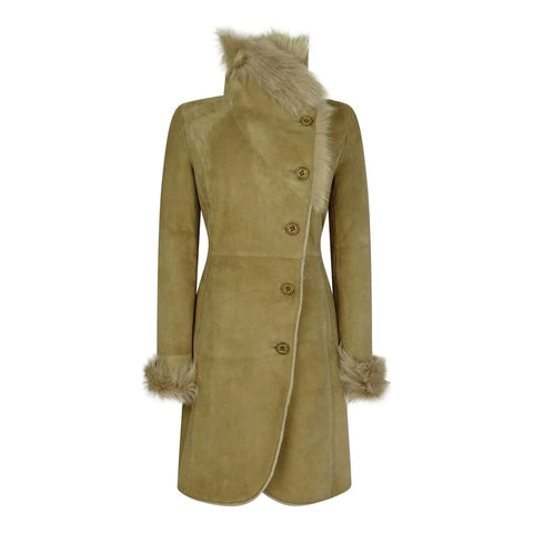 Women’s Luxury Toscana Sheepskin 3/4 Coat – Real Suede & Beaver Shearling Jacket (Copy)