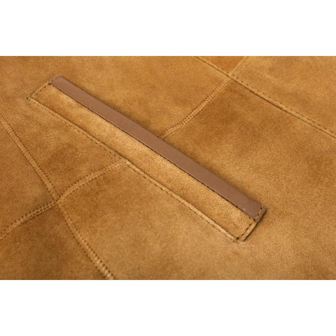 Women’s Real Sheepskin 3/4 Long Hooded Coat – Camel Tan Merino Fur Jacket