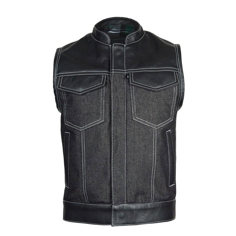 Baller Vest Men's Motorcycle Denim Club Style Riding Vest Sleeveless Biker Jacket