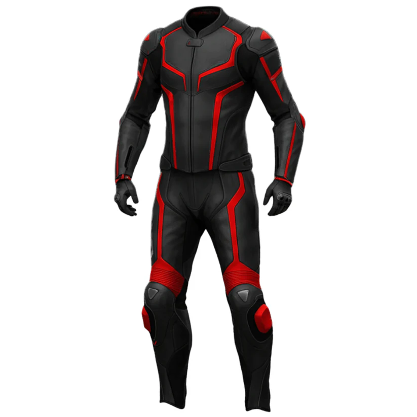 Premium Black & Red Motorcycle Suit | CE-Certified Racing Safety