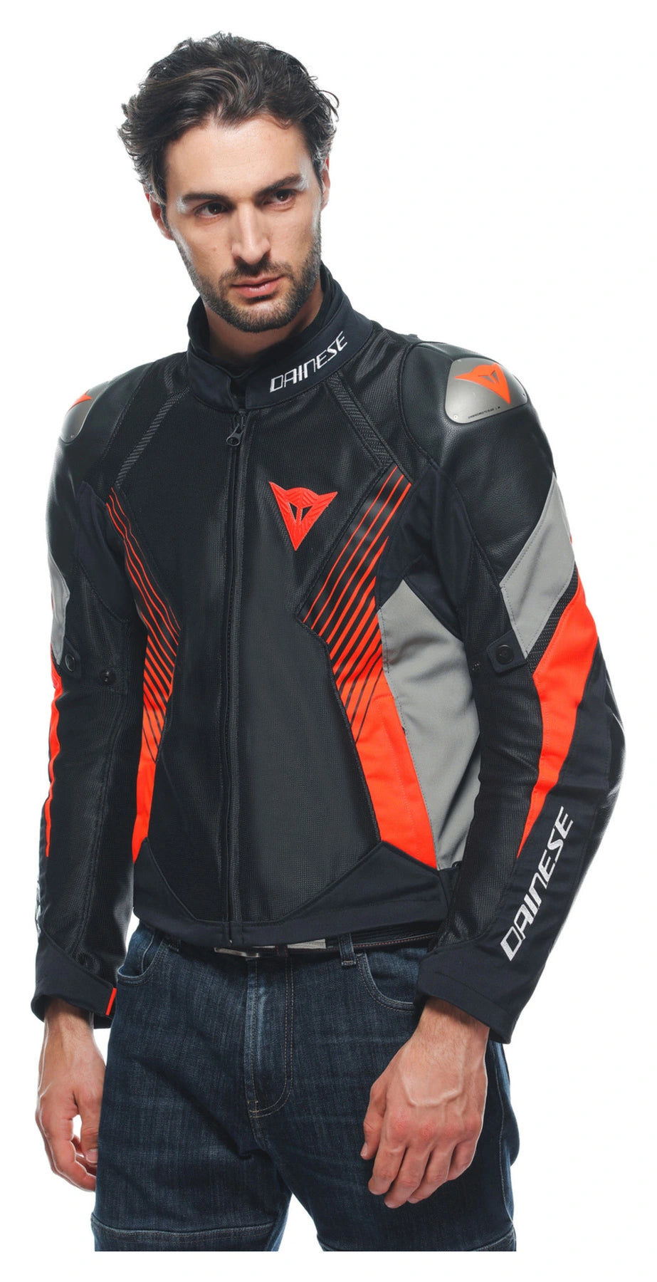 Super Rider 2 Absøluteshell — Black, Grey & Red Textile Jacket, Waterproof Riding Jacket, Sport-Touring Style