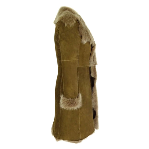 Women’s Luxury Toscana Sheepskin 3/4 Coat – Real Suede & Beaver Shearling Jacket