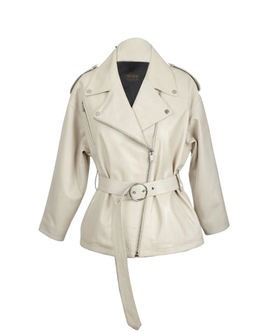 Women’s Cleo Biker Leather Jacket – Sophisticated Slim-Fit Luxe Moto Jacket