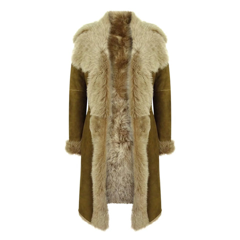 Women’s Luxury Toscana Sheepskin 3/4 Coat – Real Suede & Beaver Shearling Jacket