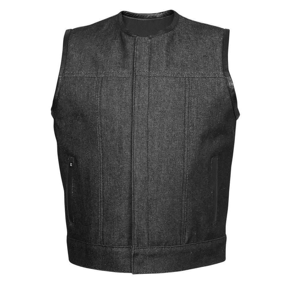 Denim Club Vest Men's Motorcycle Biker Blue Denim Vest No Chest Pockets Club Style Riding Vest