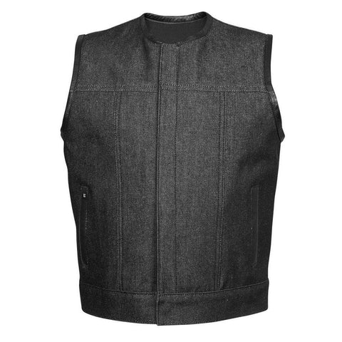 Denim Club Vest Men's Motorcycle Biker Blue Denim Vest No Chest Pockets Club Style Riding Vest