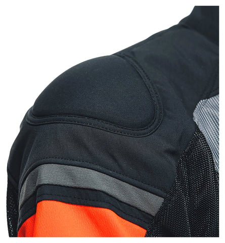 Air Fast Textile Motorcycle Jacket Black Grey Neon Red | Men’s Protective Riding Jacket
