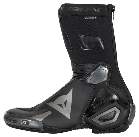 Dainese Axial 2 Motorcycle Boots — Black Racing Boots with Carbon & Aramid Protection, Groundtrax Sole, and Track-Ready Performance