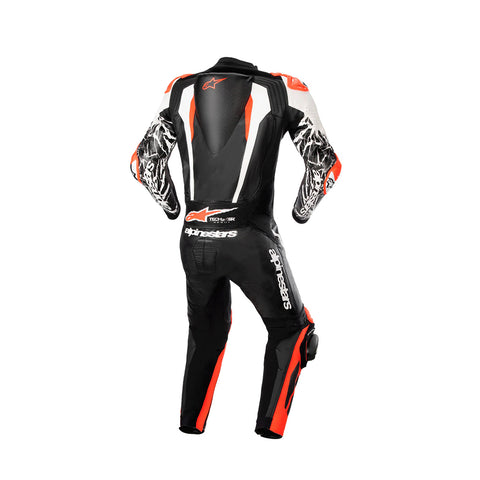 Racing Absolute V2 Kangaroo Leather Motorcycle Suit – 1 Piece Black/White/Red Fluo Racing Gear