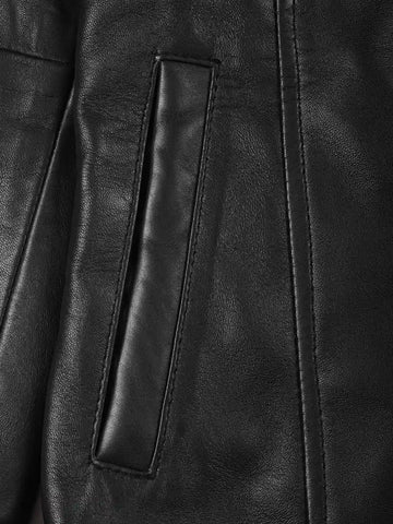 Kandis Women's Black 3/4 Length Leather Car Coat - Timeless Moto Essential