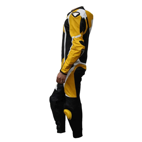 Men’s Turbo Yellow Motorcycle Race Suit – Professional Track Gear