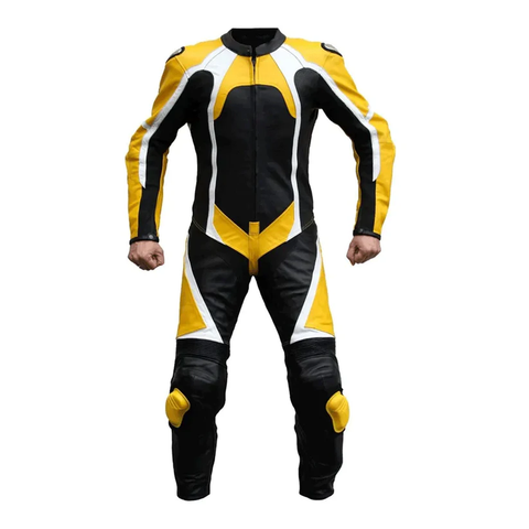 Men’s Turbo Yellow Motorcycle Race Suit – Professional Track Gear