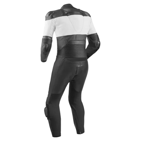 Custom Turbo Black & Silver Motorcycle Race Suit – Performance Leather