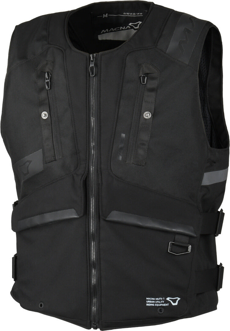 Macna MUTV-1 Solid Motorcycle Vest Black Men's Textile Riding Utility Vest Touring Adventure Gear