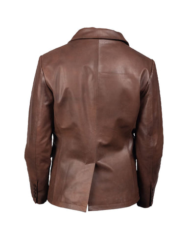 Men's Naval Leather Peacoat - Double-Breasted Sailor Rider Heritage