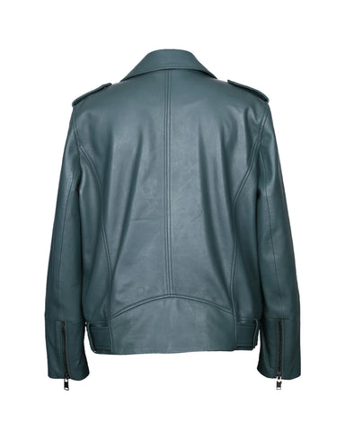 Women’s Mira Belted Biker Leather Jacket – Premium Slim-Fit Asymmetric Moto Jacket