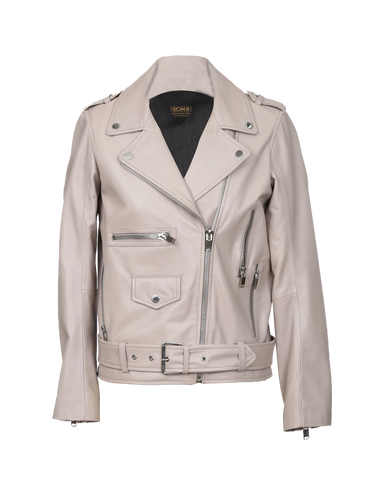 Women’s Nora Belted Biker Leather Jacket – Premium Slim-Fit Moto Jacket with Waist Belt