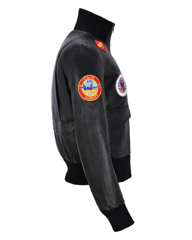 Charlotte Top Gun Bomber Leather Jacket – Heritage Aviator Shearling Jacket