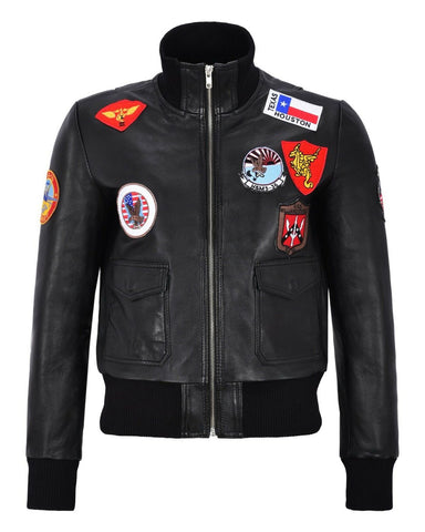 Charlotte Top Gun Bomber Leather Jacket – Heritage Aviator Shearling Jacket