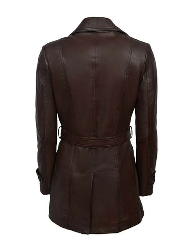 Women's Shelby Leather Trench Motorcycle Coat - Iconic Peaky Blinders Rider