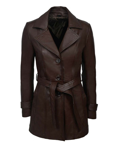 Women's Shelby Leather Trench Motorcycle Coat - Iconic Peaky Blinders Rider
