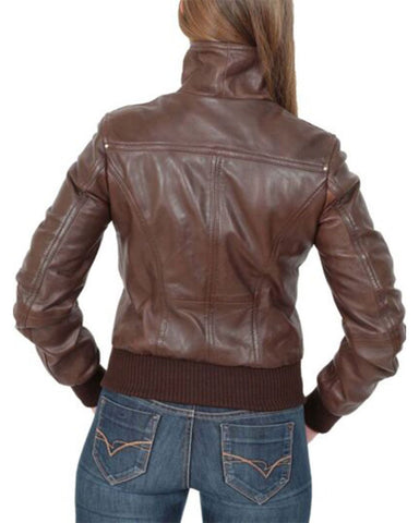 Women's Alma Classic Bomber Leather Jacket – Premium Heritage Style Flight Jacket