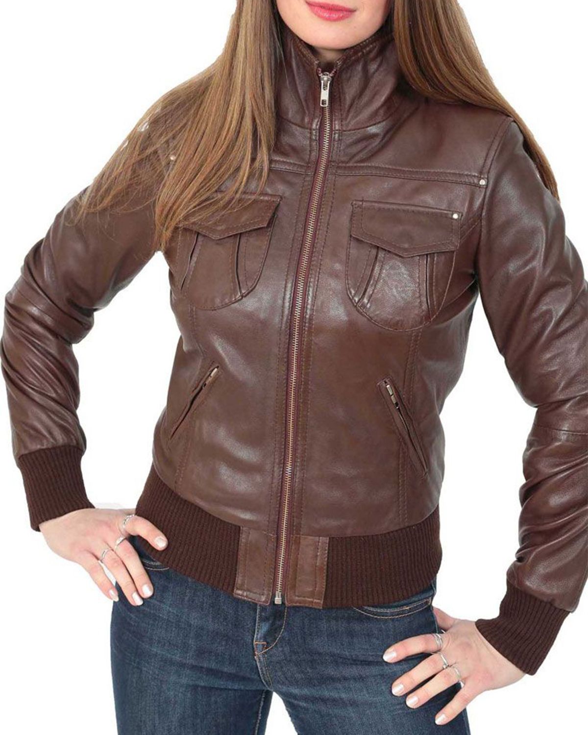 Women's Alma Classic Bomber Leather Jacket – Premium Heritage Style Flight Jacket