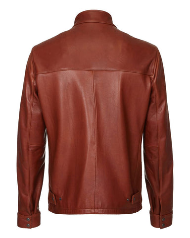 Fred Men’s Essential Genuine Leather Cafe Racer Jacket