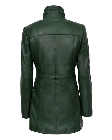 Women's Shay Gothic Leather Motorcycle Coat - Edgy Long Rider Silhouette
