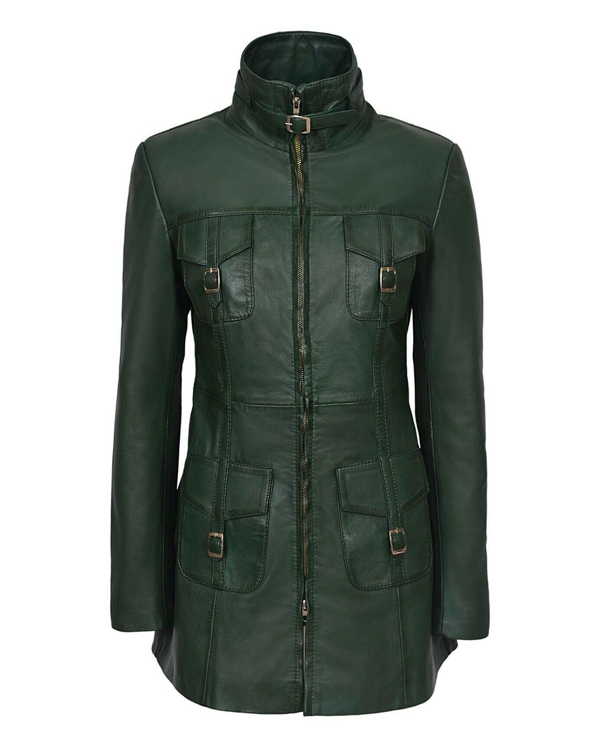 Women's Shay Gothic Leather Motorcycle Coat - Edgy Long Rider Silhouette