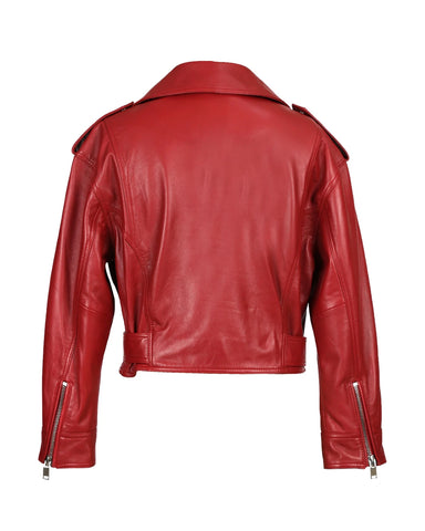 Women’s Petite Short-Cut Biker Leather Jacket – Slim-Fit Cropped Moto Jacket