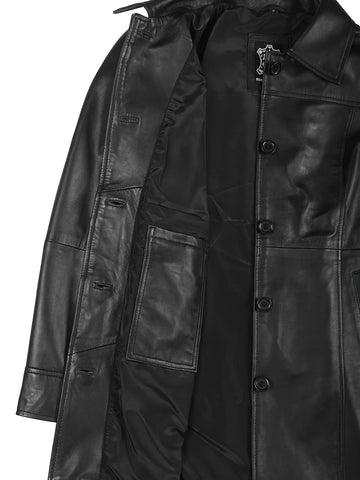 Kandis Women's Black 3/4 Length Leather Car Coat - Timeless Moto Essential