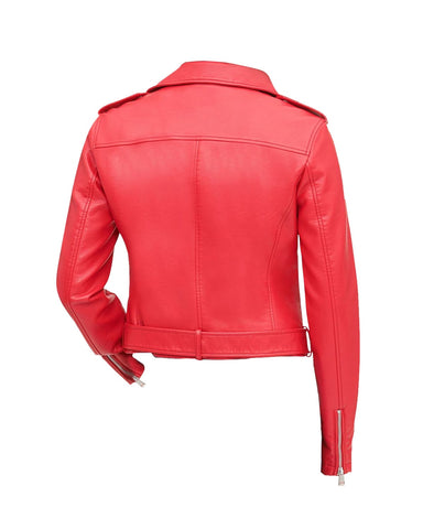 Women’s Jolie Short Biker Leather Jacket – Premium Slim-Fit Cropped Moto Jacket