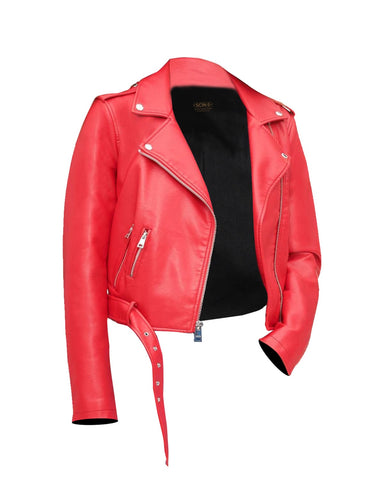 Women’s Jolie Short Biker Leather Jacket – Premium Slim-Fit Cropped Moto Jacket